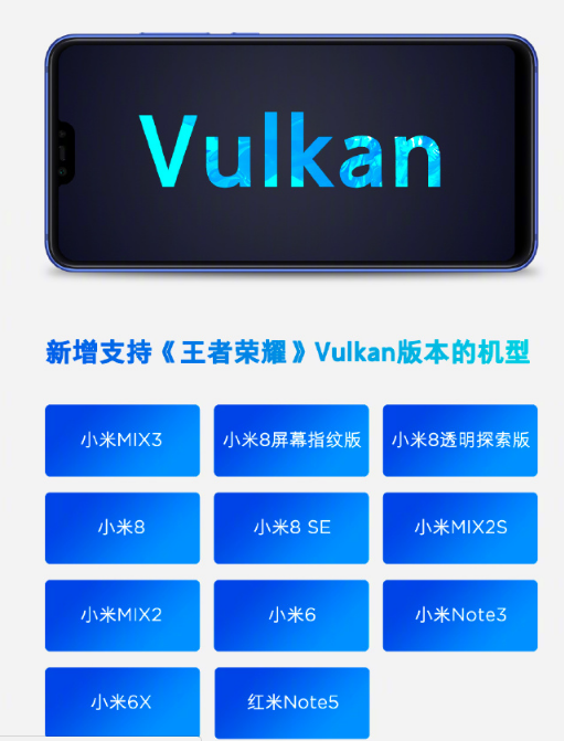 小米12款机型支持《王者荣耀》Vulkan版本