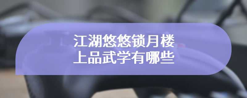 江湖悠悠锁月楼上品武学有哪些