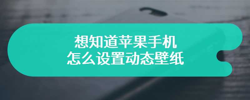 想知道苹果手机怎么设置动态壁纸